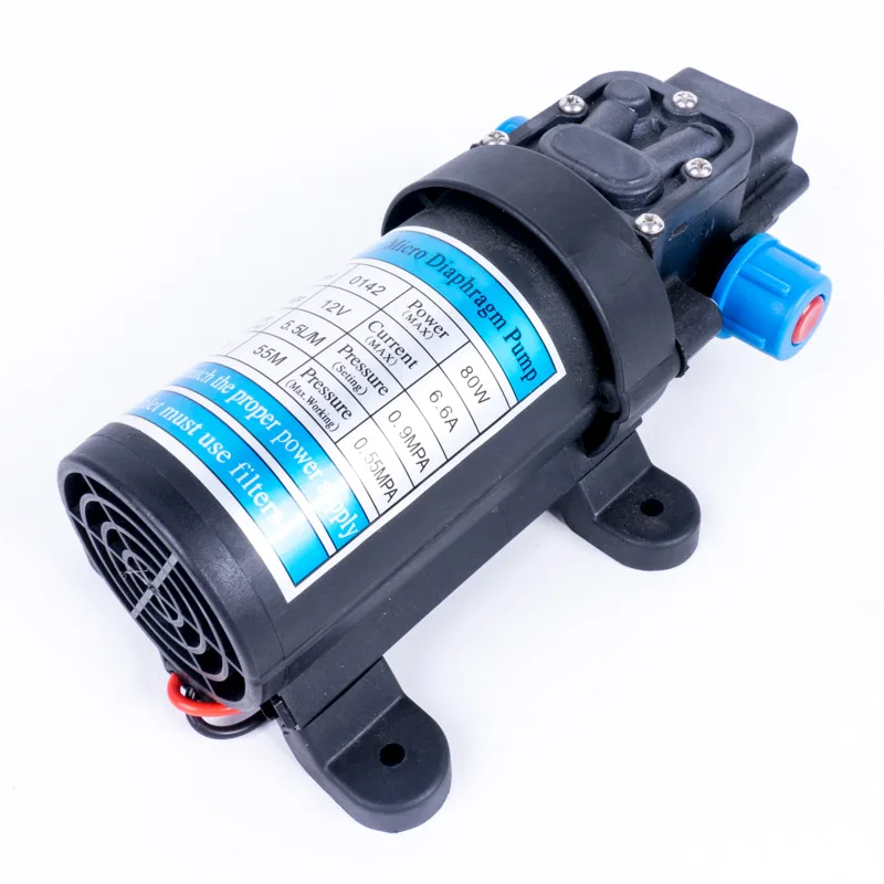 Очень прочный DC 12V 130PSI 5.5L/мин водяной мембранный самовсасывающий насос 80W