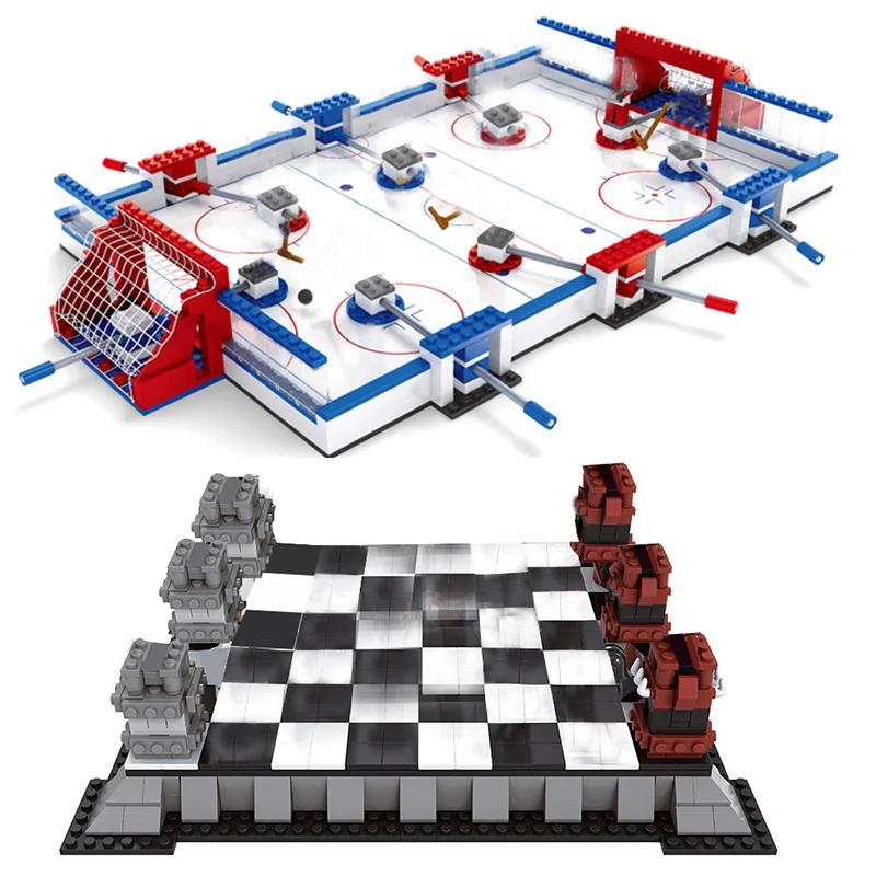 

Hockey Rink Kingdoms Chess Set Compatible City Sports Field Plarers Figures Games Buildings Blocks Bricks Kits Toys classic idea