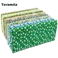 teramila green floral pattern cotton plain printed patchwork cloth drawings fabrics for sewing diy handmade crafts needlework