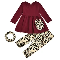 2019 hot sale toddler baby girls leopard print dresses pants outfits clothing set dropshipping baby clothes