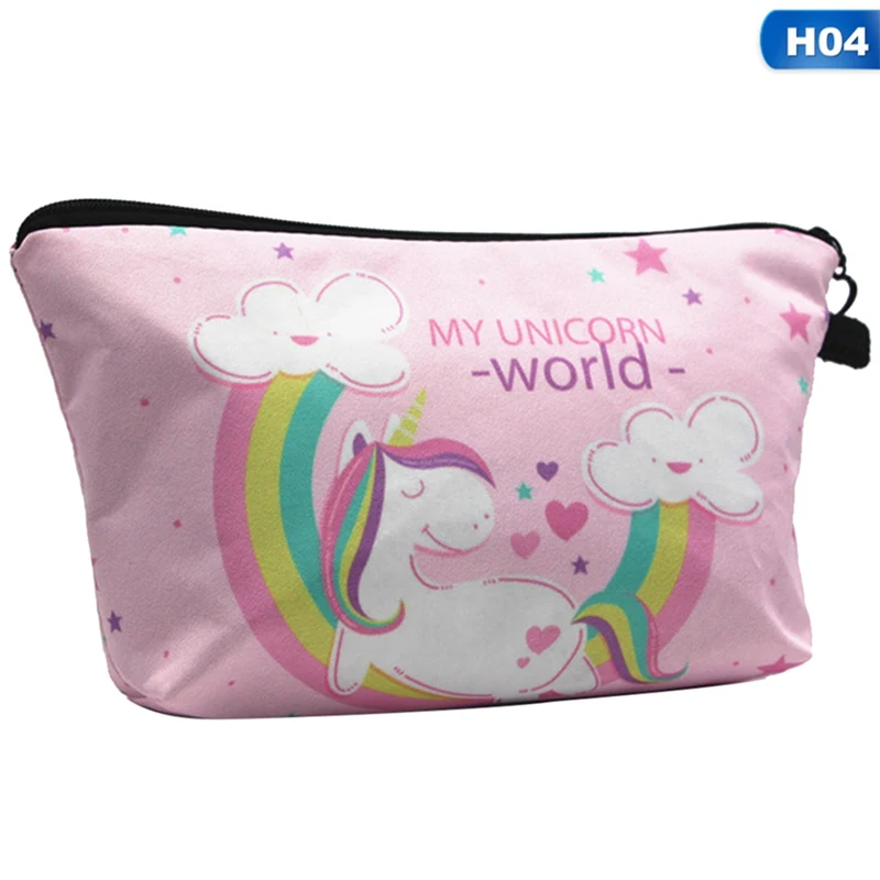 H04 1 шт. Единорог Макияж сумка мультфильм 3D печатных сумка-косметичка на молнии женская косметичка для хранения дорожный Макияж сумка Прямая поставка - Цвет: H04