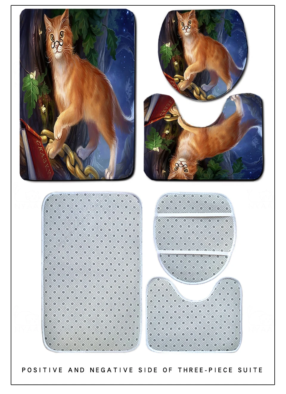 3/4 штук домашних животных кошки душевые наборы штор прекрасный коврик с