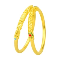 flower filigree bangle bracelet women yellow gold filled bridal wedding party jewelry gift