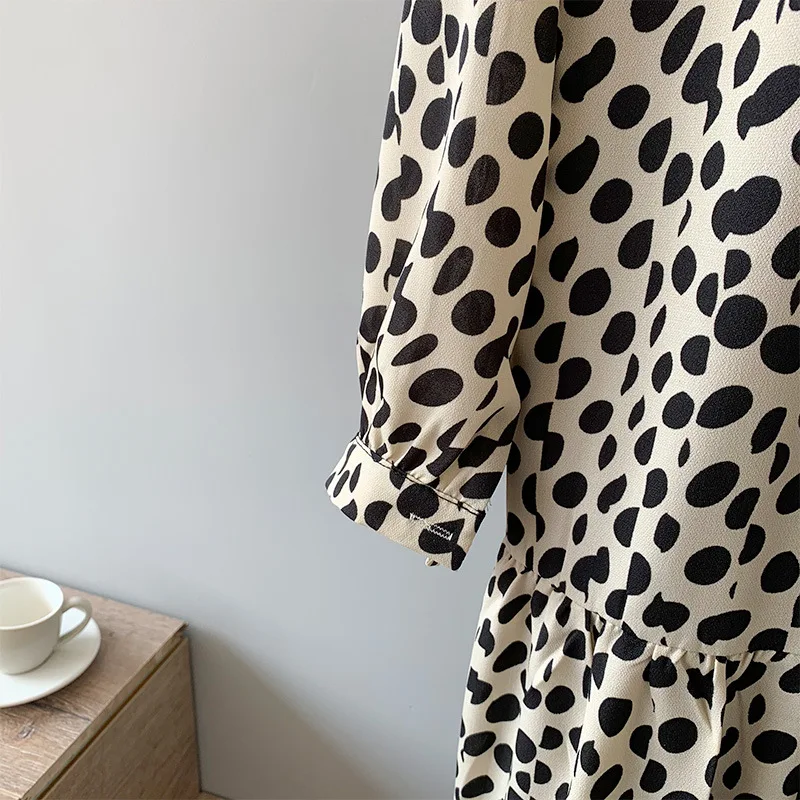 

Pop New Arrival Spring Women O-Neck Long Sleeve Print Women Vintage Chiffon Long Dress Boho Elegant Women Casual Dress Vestidos