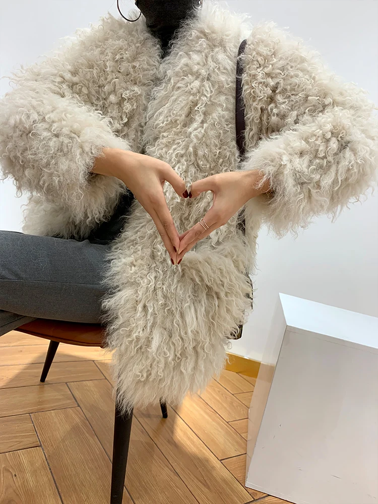 Женская зимняя одежда из натурального меха 2020 корейское пальто 100% шерсти