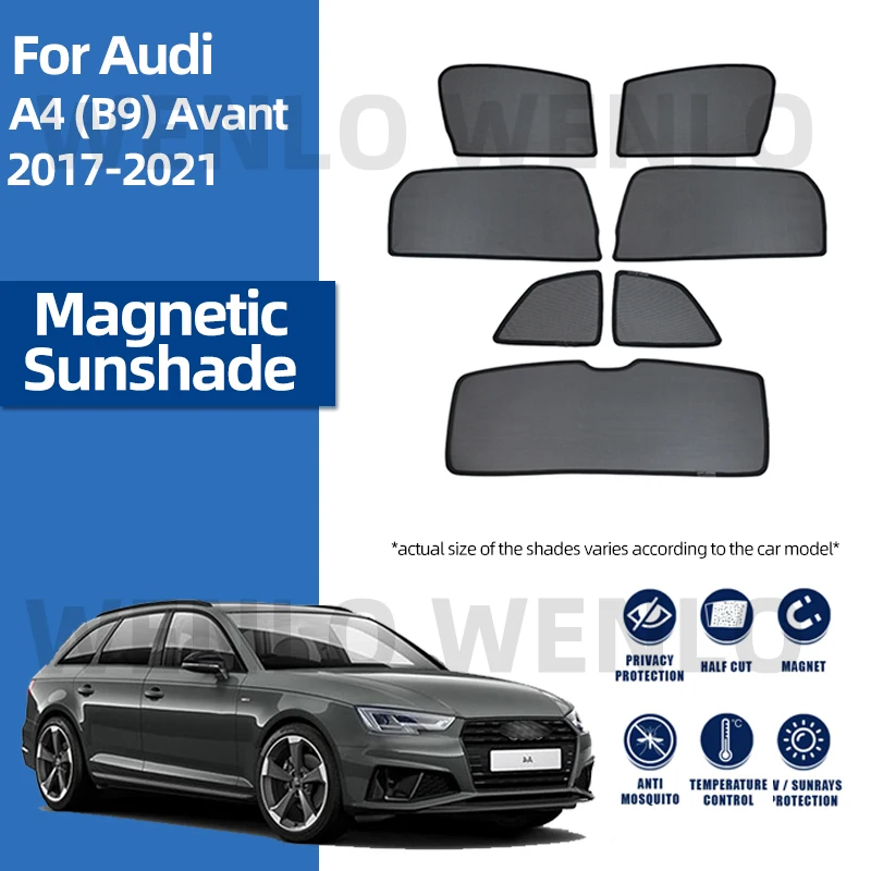 

For Audi A4 AVANT B9 2017-2021 Car Solar Auto Curtains Protection Mosquito Nets Magnetic Frame Side Front Sunshades