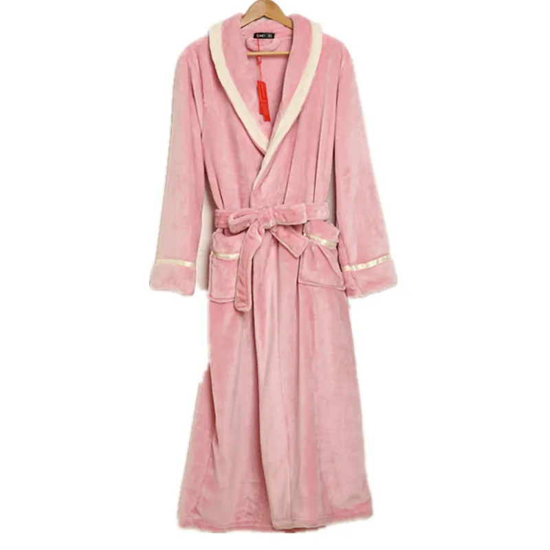 

Autumn Winter Women Long Robe Gown Thick Bridesmaid Female Flannel Bath Gown Nightwear Home Clothing Warm Loose Sleep Lounge