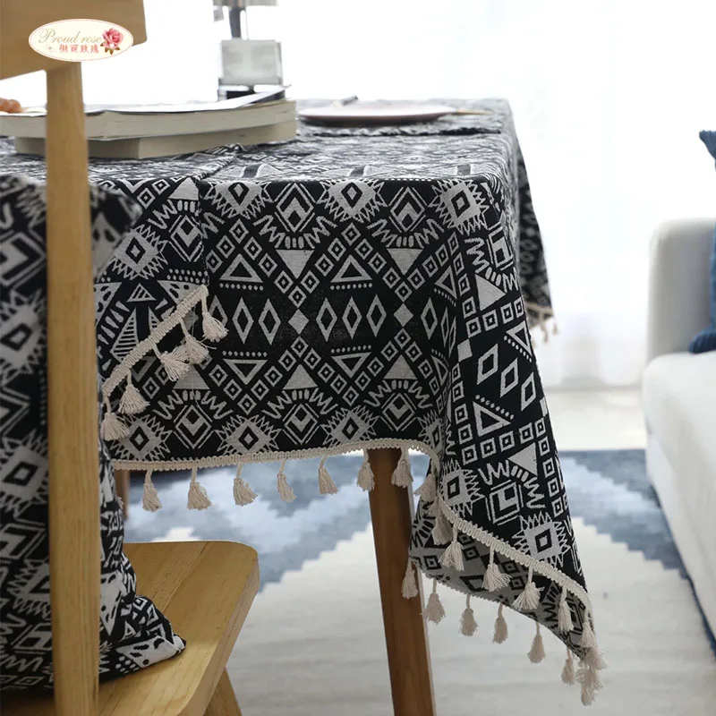 Гордая розовая черная льняная скатерть для стола скатерти скатертей наволочки