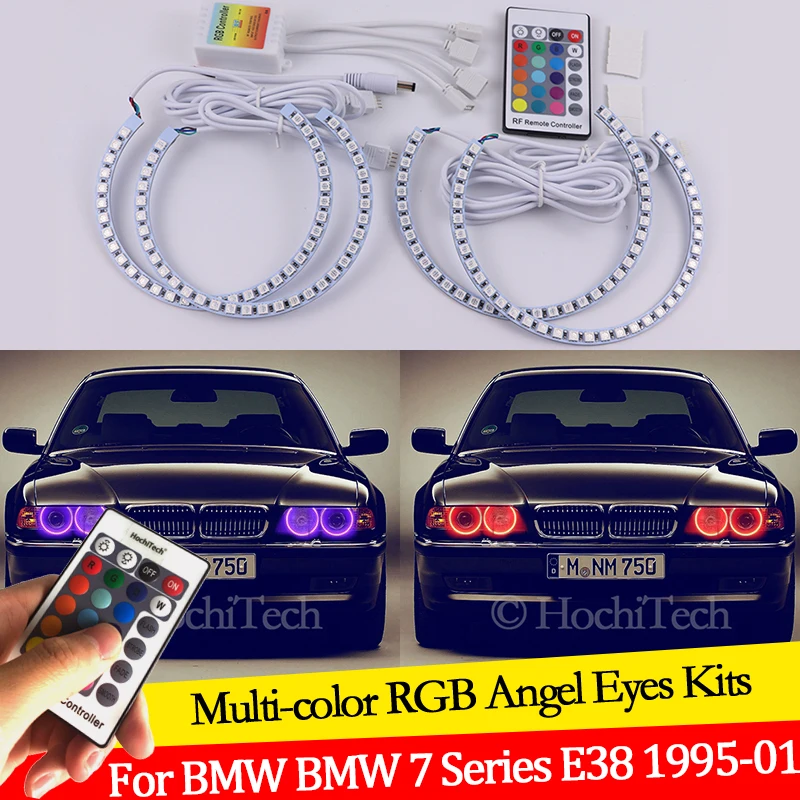 

For BMW 7 Series E38 740iL 750i 750iL 730d 740d 728i 1995-2001 16 colors RGB Angel Eyes LED Halo Rings RF Wireless Control DRL