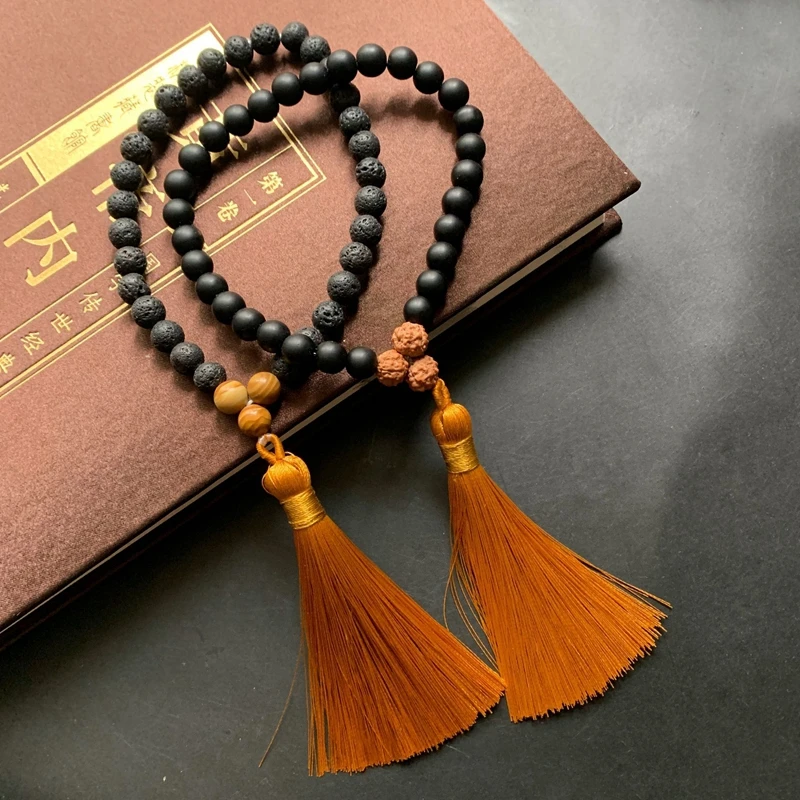 Натуральный черный оникс деревянный камень Rudraksha 33 молитвенные бусины