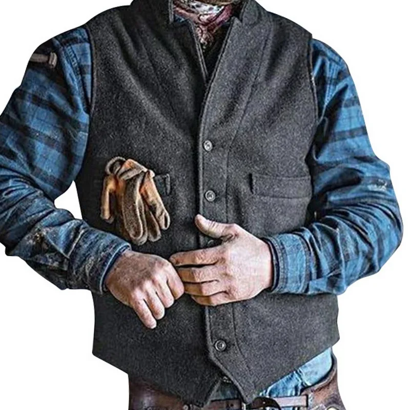 Мужской костюм жилет для Свадебная вечеринка Винтаж Slim Fit Джентльменский