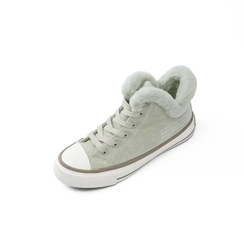 

Swyivy Fur Winter Shoes Women High Top Sneakers Vulcanize 2020 New Canvas Shoes Casual Female Sneakers Platform Winter Fur Shoes