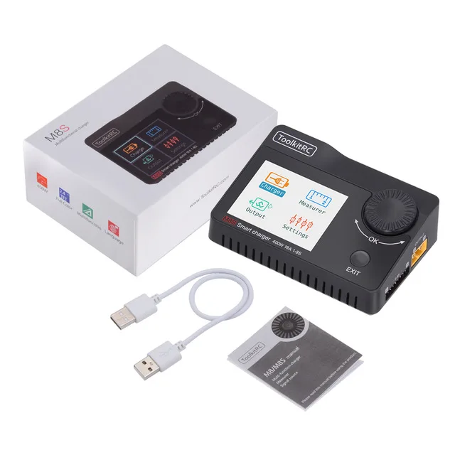 M8S Black Toolkitrc M8S M8 батарея многофункциональное зарядное устройство Dis зарядное устройство цветной экран 300 Вт 15A 400 Вт 18A для 1-8S lipo LiHV Life Lion NiMh Pb - Цвет: M8S Black