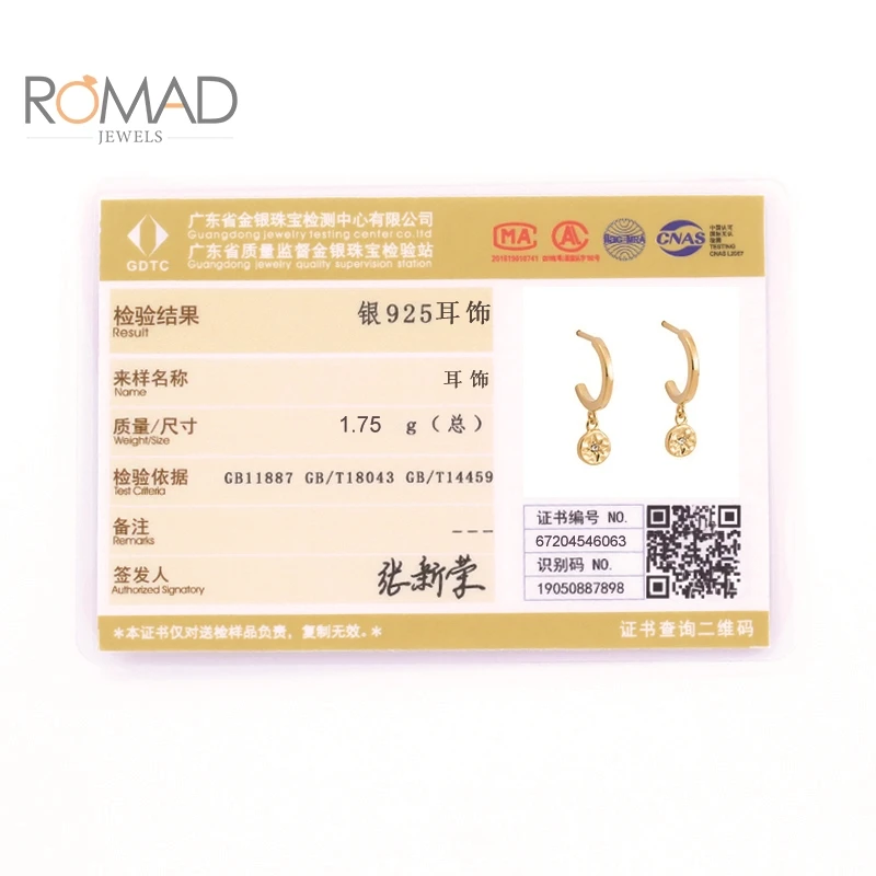 

ROMAD Earrings For Women 925 Sterling Silver Earrings Fashion C-shaped Semicircular Earrings Diamond Earring Pendientes