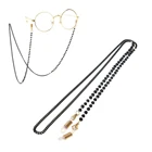 Цепочка для очков с акриловыми кристаллами, ремешок на шею с черными бусинами для очков, металлический шнурок для солнцезащитных очков, шнурок для маски, 1 шт.