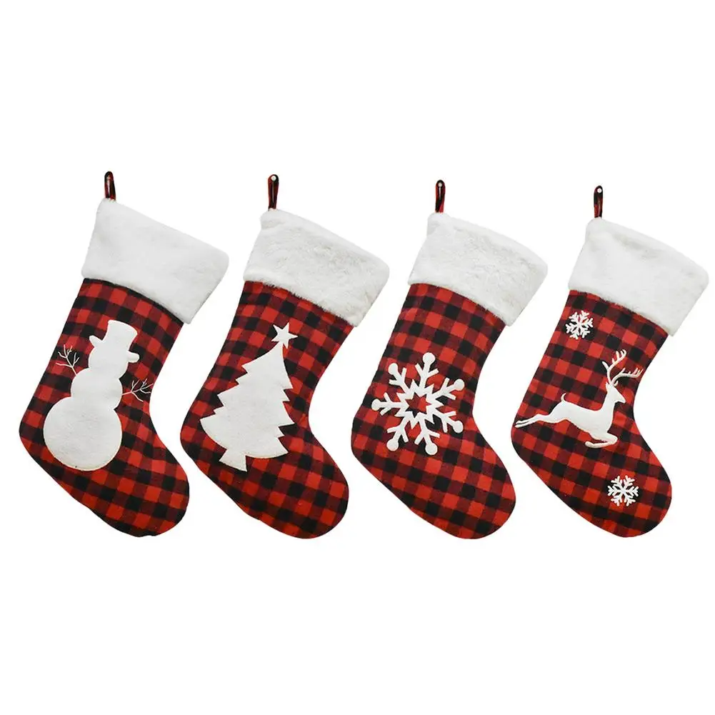 

Stockings Santa Elk Fabric Gift Socks Christmas Stockings Holiday Sock Sack Lovely Bag For Children Tree Party Gift Pouch Bag