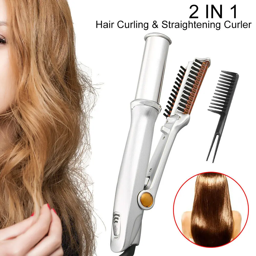 

Heating Comb Straightener Flat Iron Hair Straightener Hair Crimper Ceramic Straightening&Curling Iron Brush Hair Curler Styler