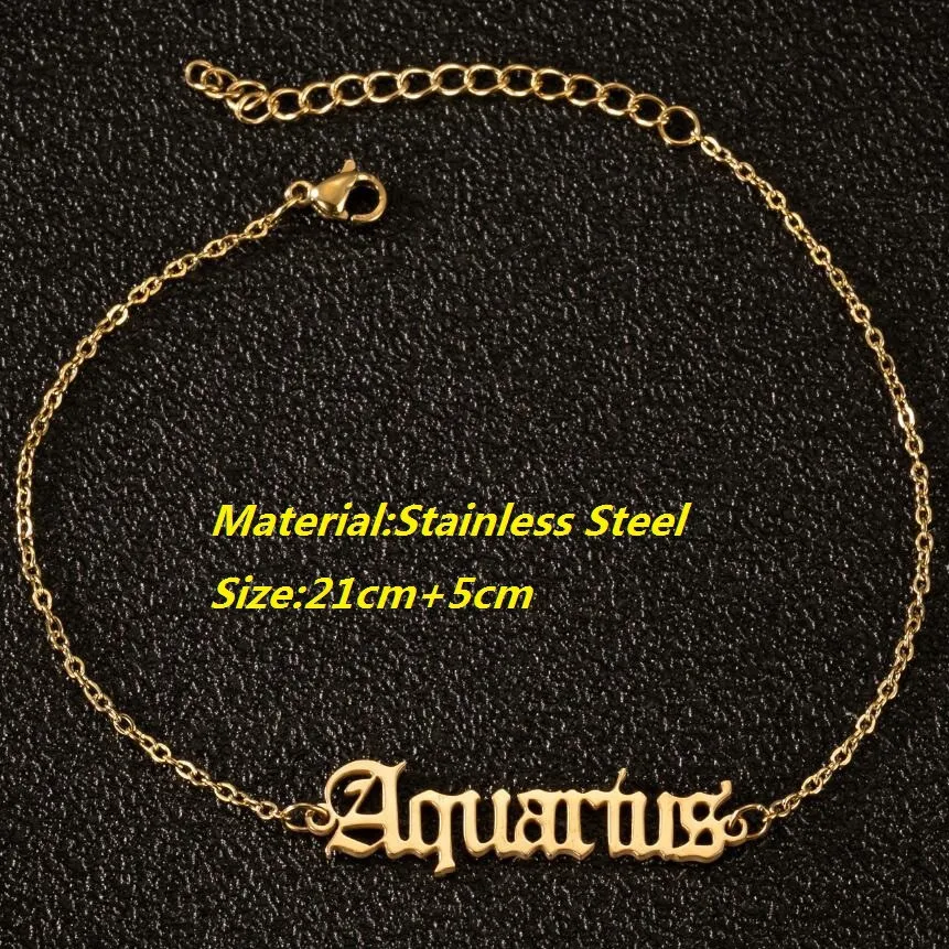 

Zodiac Sign Letter Ankle Bracelet Stainless Steel Leg Chain Gold Color Anklets For Women Horoscope Constellation Foot Anklet