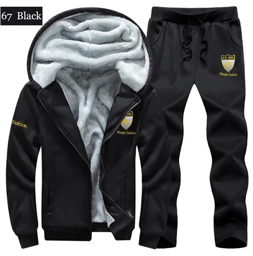 67 black PEILOW, размер 7XL8XL, 9XL, зимний спортивный костюм, Мужская толстовка, спортивный комплект, флис, толстый, с капюшоном, Повседневный, для бега, спортивный костюм, мужская куртка+ штаны - Цвет: 67 black