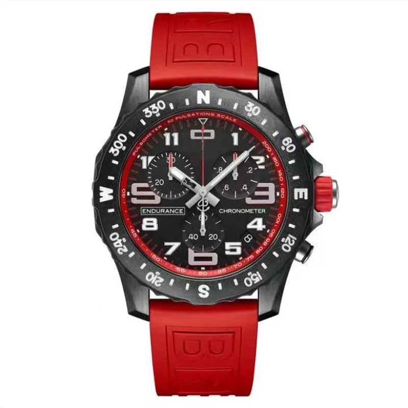

2021 Luxury Men's Watch Endurance Pro Chronograph Man Wristwatch Red Blue Rubber 1884 Men Watch Quartz Sapphire Glass Watches