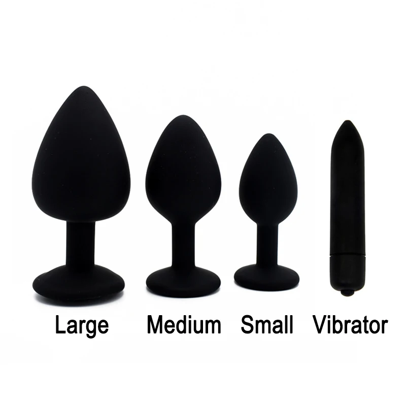 Силиконовые анальные пробки и вибратор фаллоимитатор с украшением в виде