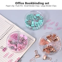 72pcs push nail binder clip gold paperclips clamp combination office stationery long tail metal clips office binding supplies