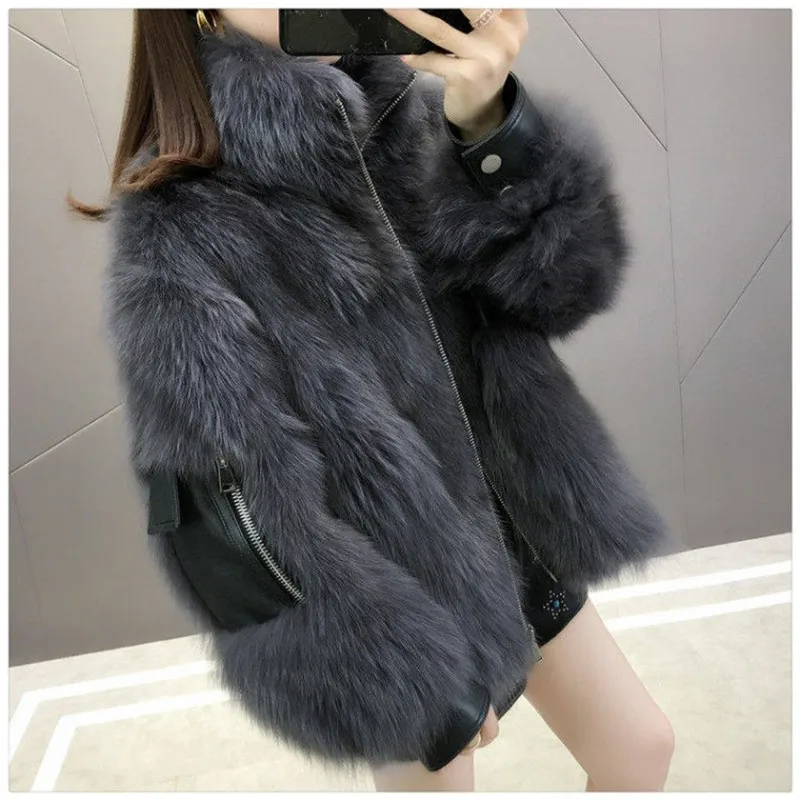Модное женское пальто из искусственного меха осенне-зимние короткие куртки