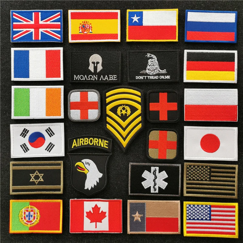 

National Flag Badges Embroidery Patches for Clothes Sewing Supplies Decorative Stickers Clothing Velcroing DIY