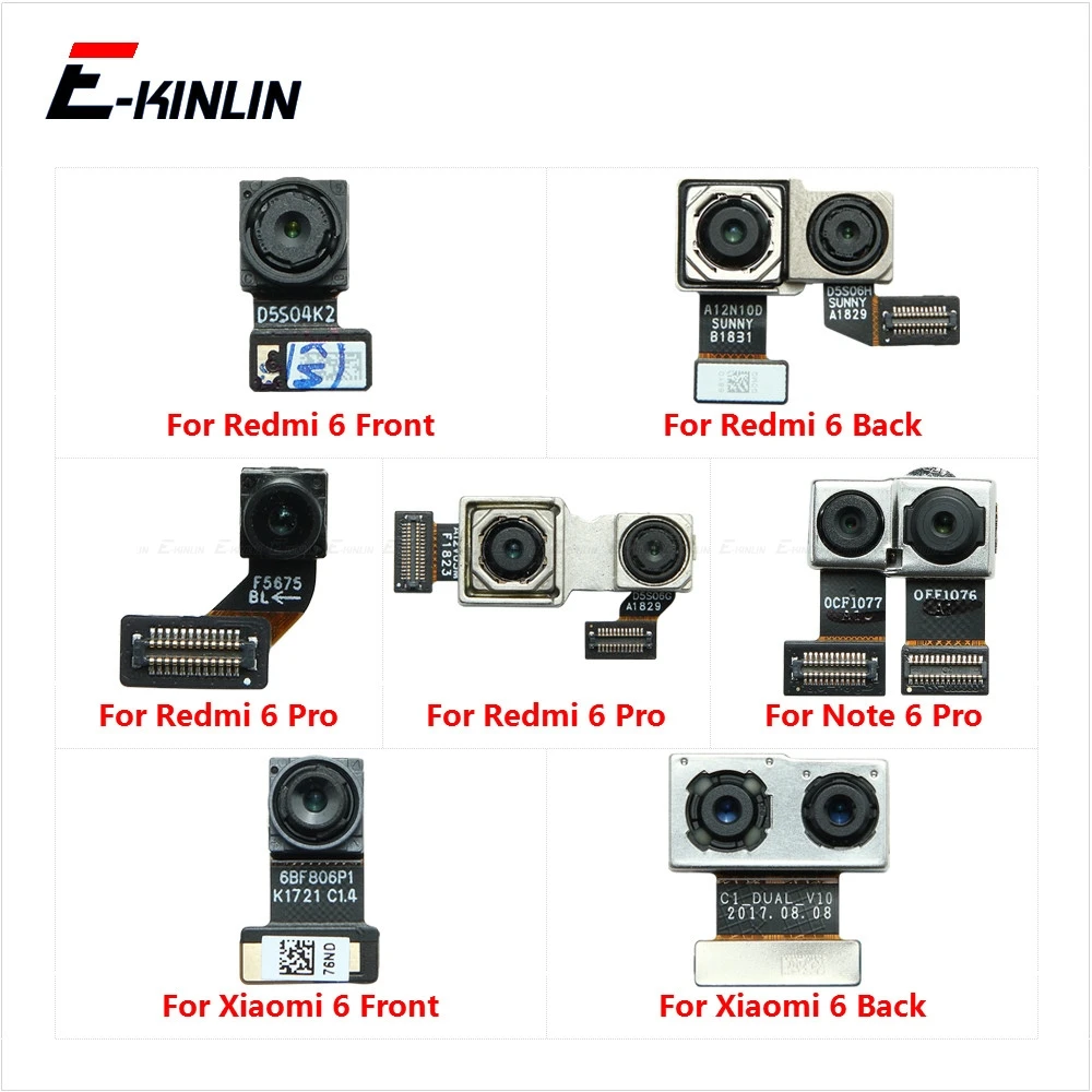 

Задняя Основная фронтальная камера Flex кабель для XiaoMi Mi 6 Redmi 6A примечание 6 Pro сзади, большие и маленькие размеры модуль ленты