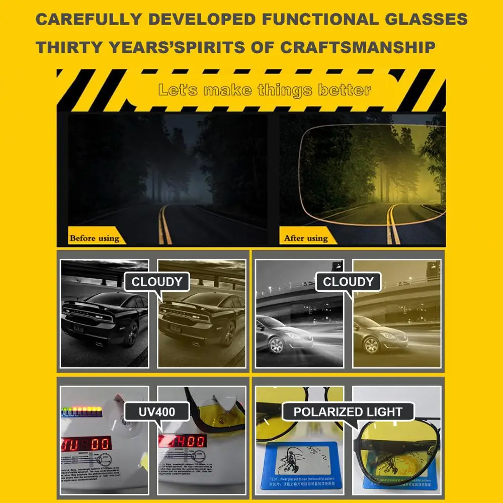 Поляризованные очки ночного видения для мужчин вождения автомобиля с