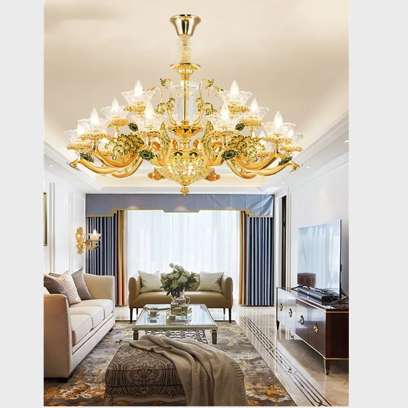В европейском стиле с украшением в виде кристаллов Золотая люстра Гостиная фар