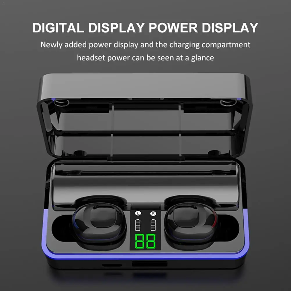 W12 TWS Wireless Bluetooth Headset In-ear Earphone With Digital Display 2600 MAh Power Bank IPX6 Waterproof Sports Headphone | Электроника