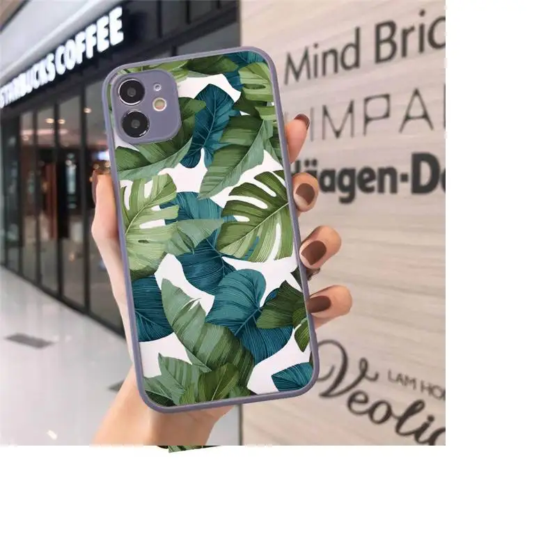 

Vintage Banana Leaves pattern luxury Phone Cases funda matte transparent For iphone 7 8 11 12 plus mini x xs xr pro max cover