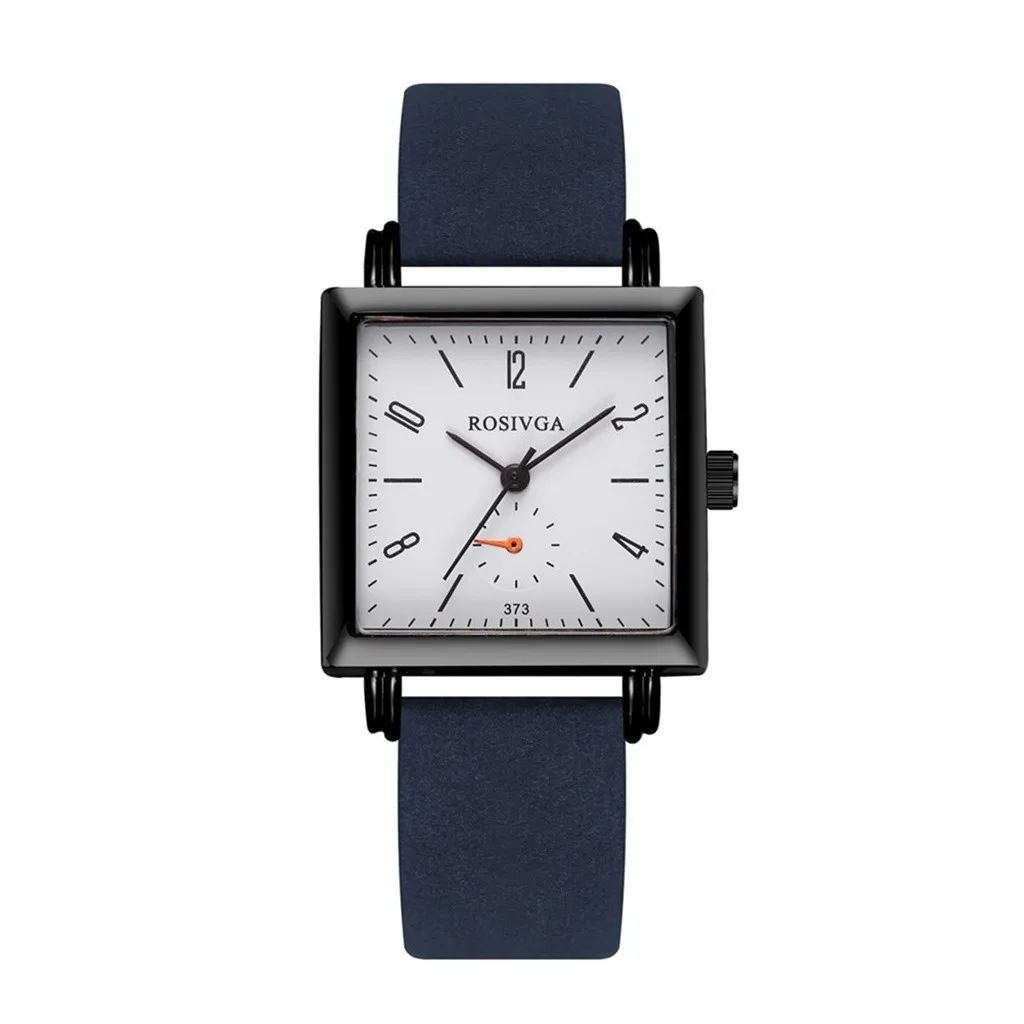 Женские часы с квадратным циферблатом повседневные ремешком простые черные
