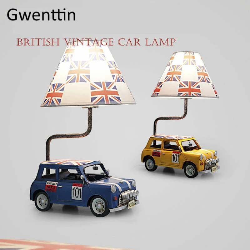 Мультяшные винтажные автомобильные настольные лампы для гостиной детской