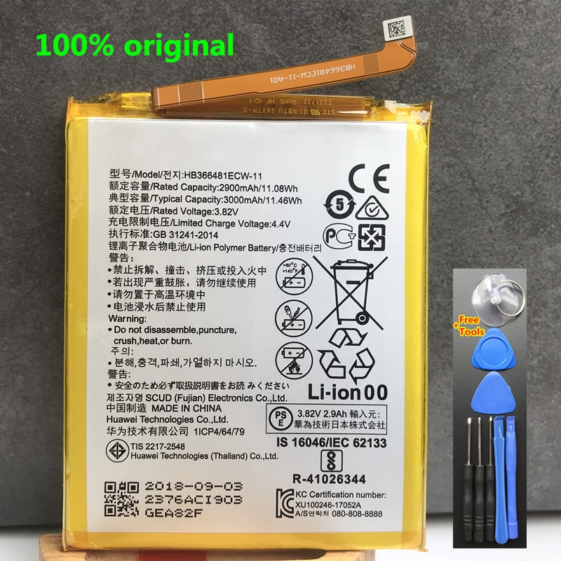 Оригинальный HB366481ECW 11 батарея для Huawei LDN AL10 AL20 AL00 Nova 3e ANE AL10/ANE TL10 Honor 9i LLD