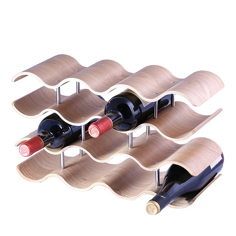 

Wooden Wave Wine Rack/Creative Wine Bottle Rack Holder Home Grape Shelf Wine Cabinet/Solid Wood Bottle Wine Holder
