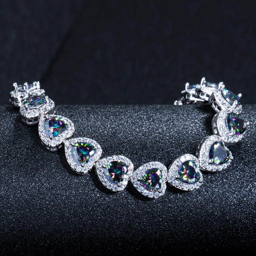 Женский браслет цепочка с кристаллами в форме сердца|bracelets for|sterling silver bracelet925 sterling