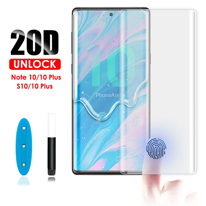 20D Note 10 Pro защита экрана разблокировка с отпечатком пальца УФ-стекло пленка для samsung S10 Plus Note 10 5G Закаленное стекло протектор