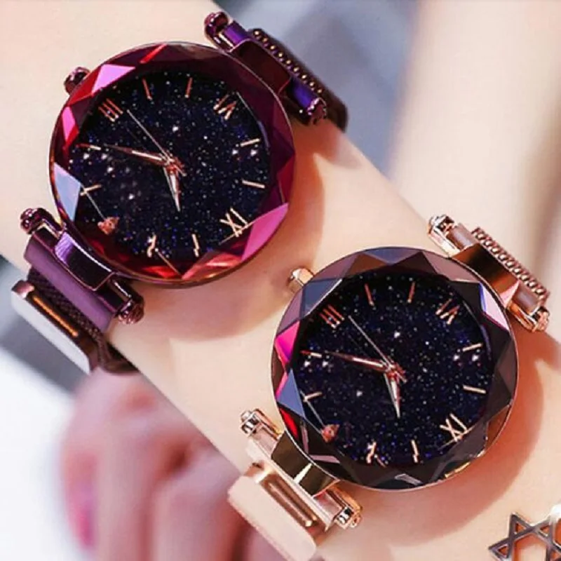 2020 модные магнит часы Звездное небо для женщин женские наручные в римском стиле