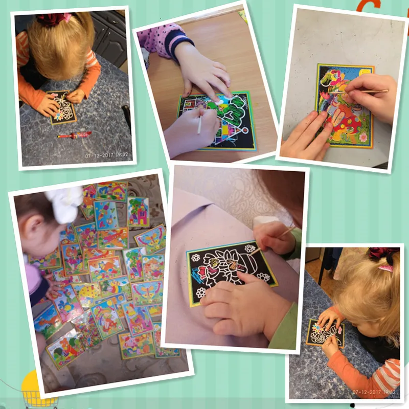 10 шт./компл. волшебное красочное Рисование царапин бумажная креативная