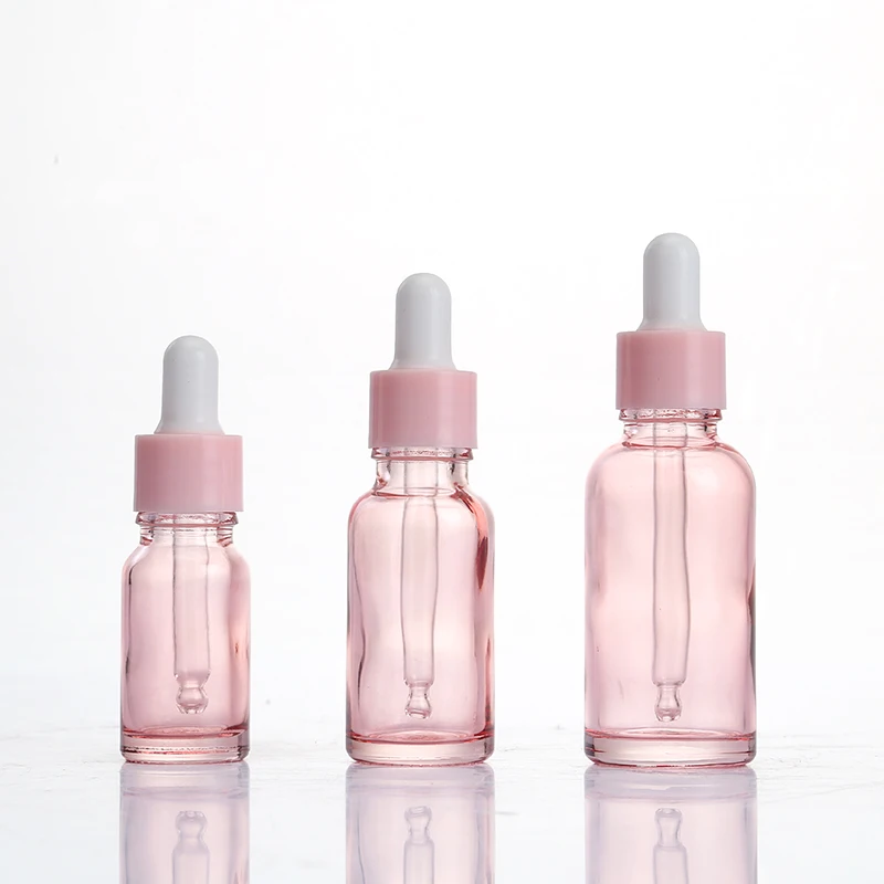 

10pcs 5ml 10ml 15ml 30ml 50ml 100ml Pink Glass Dropper Bottle Empty Cosmetic Packaging Container Vials Essential Oil Bottles