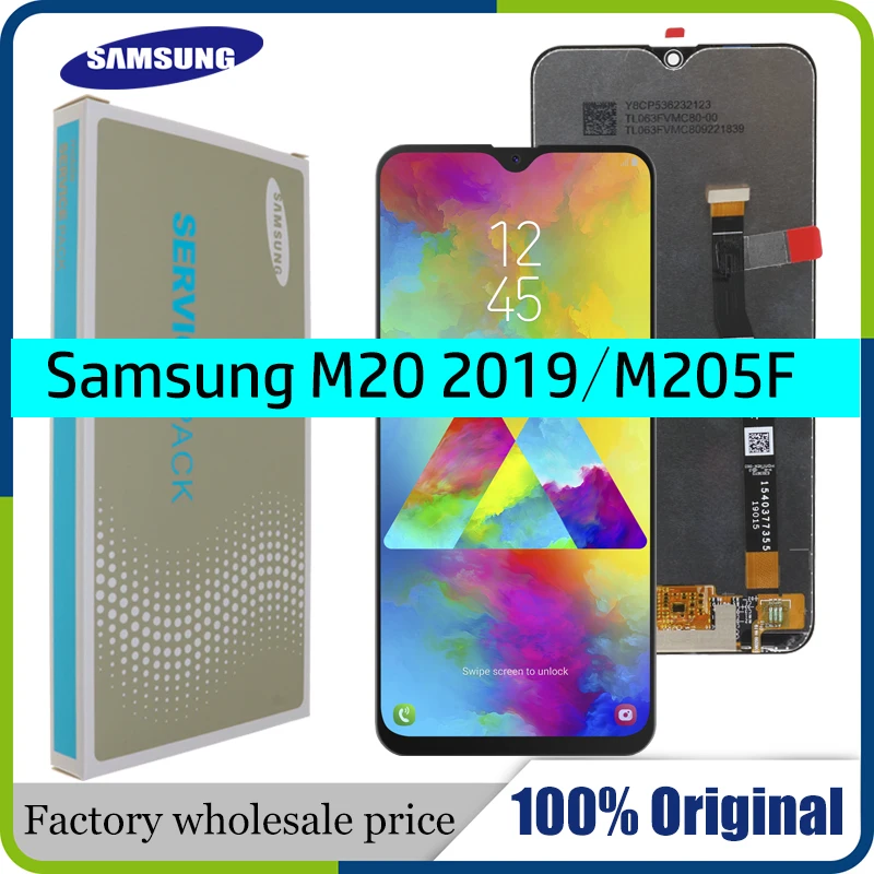 6 3 ''Новый AMOLED для SAMSUNG Galaxy M20 2019 SM M205 M205F ЖК дисплей сенсорный экран дигитайзер в