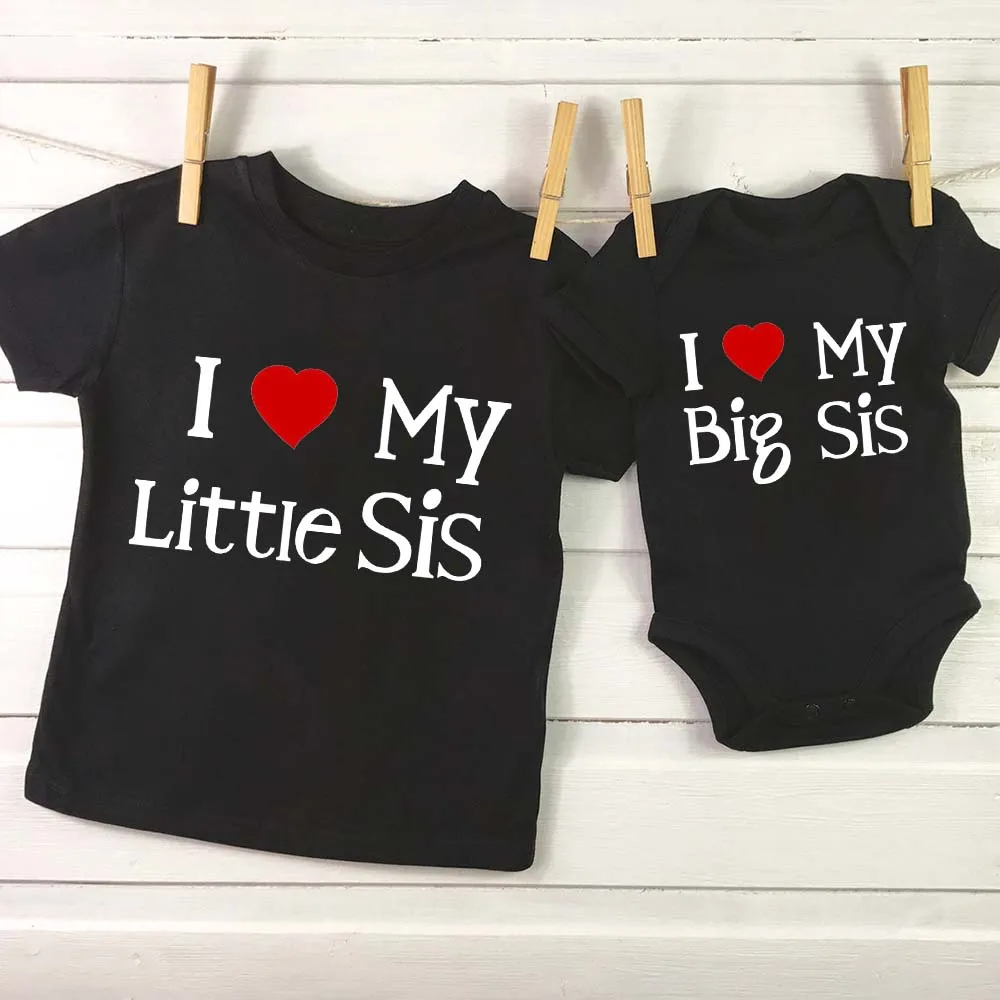 Camisetas de la familia "I Love My Sis" I Love My Bro Brother "y bodys para beb&eacute;s, playeras familiares a juego, env&iacute;o directo-2