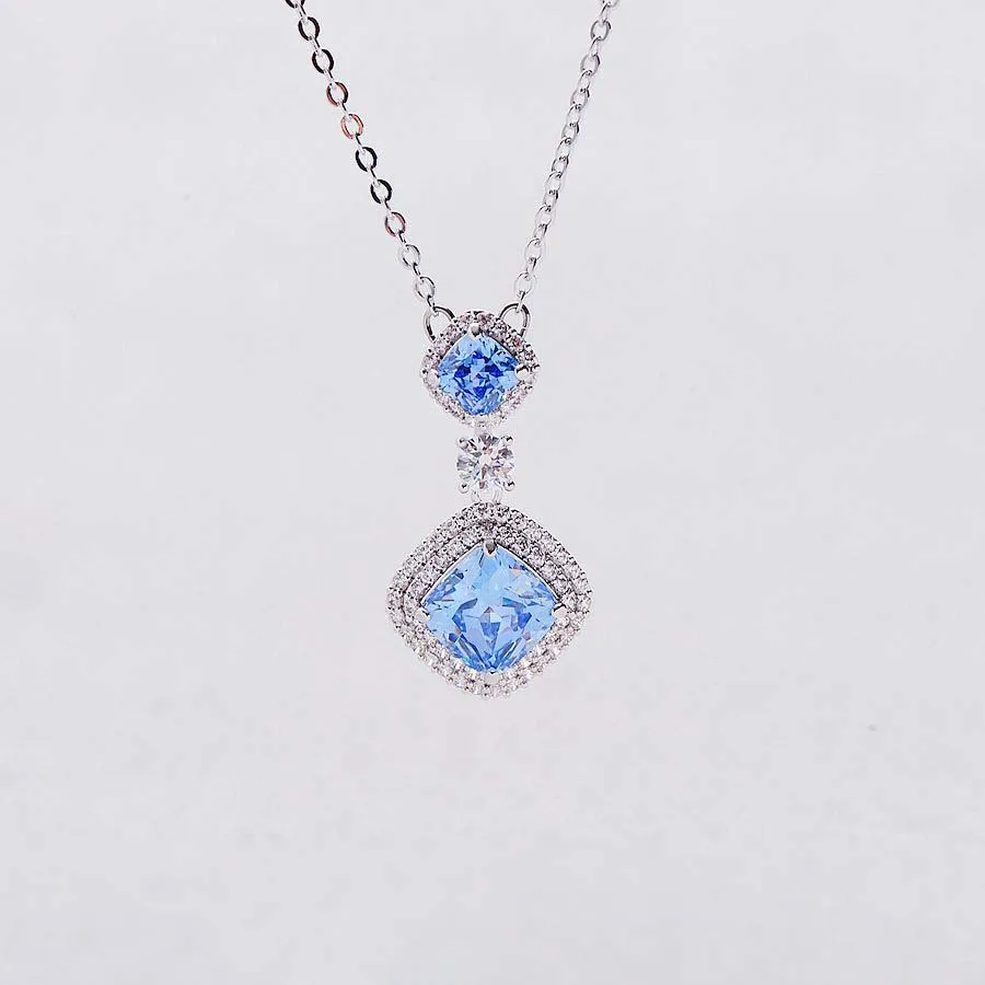 

SWA 1:1 элегантное голубое небо квадратное ожерелье y-образная Женская цепочка на ключицы