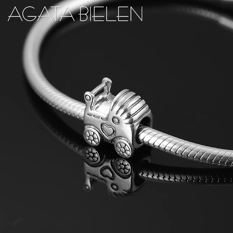 Шарм-бусина из серебра 925 пробы в виде коляски | Украшения и аксессуары