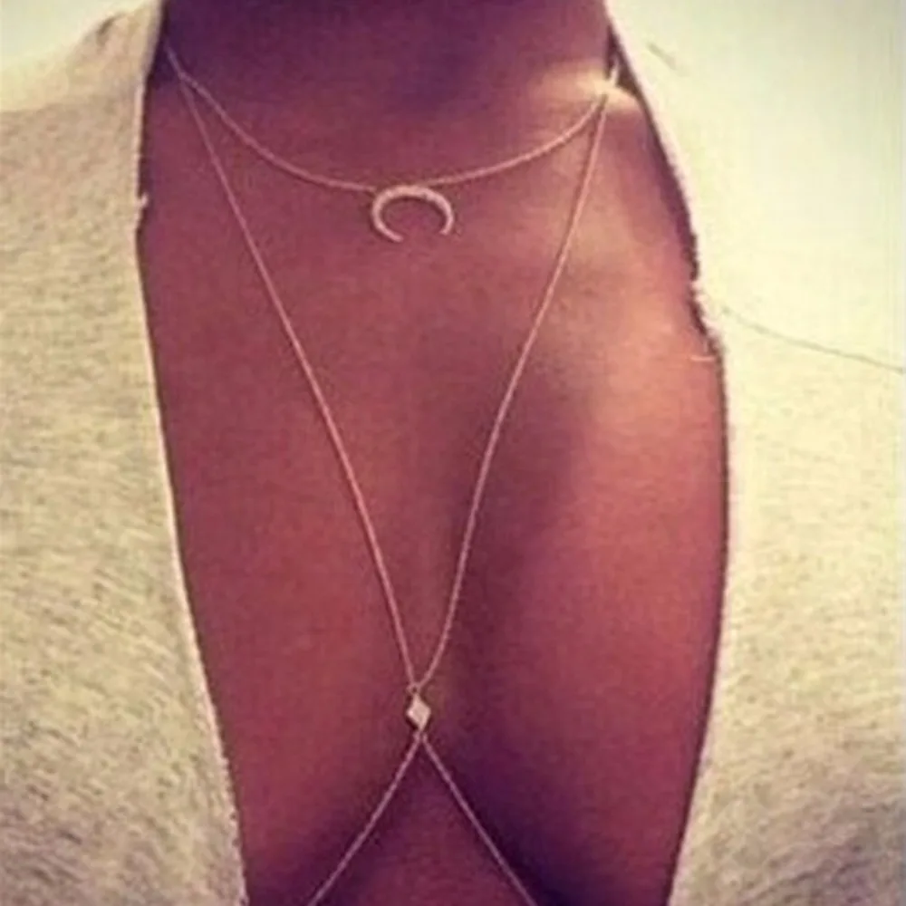 Очаровательная цепочка для тела с кристаллами Луна золотое ожерелье ювелирное