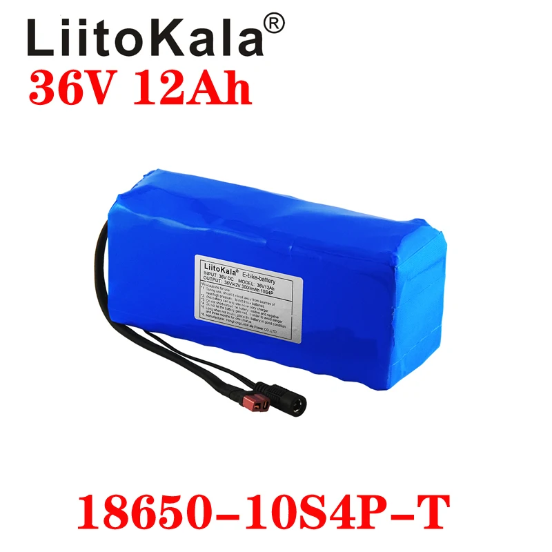 

LiitoKala 36V 12Ah 18650 Li ion Battery pack High Power XT60 plug Balance car Motorcycle Electric Bicycle Scooter BMS+Charger