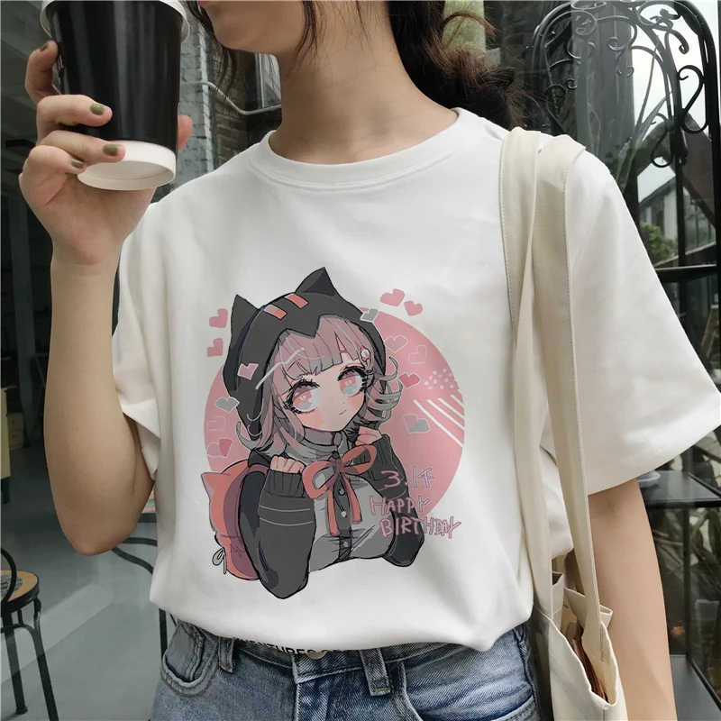 

Anime Kawaii Nanami ChiaKi T Shirt Women Clothing 2021 Summer Large Size Short Sleeve Loose Streetwear Aesthetic Manga Harajuku
