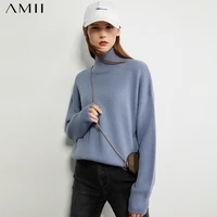 amii minimalism autumn winter fashion womens sweater solid womens turtleneck sweater for women tops 12020197